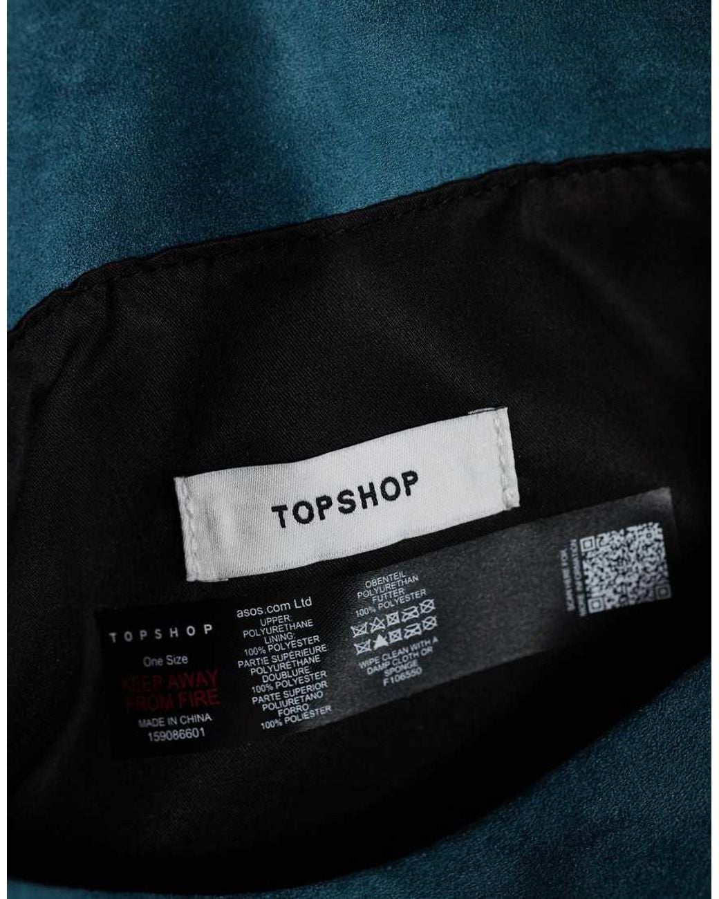 TOPSHOP Blue Amber Oversized Suedette Fold Over Clutch Bag With Hardware