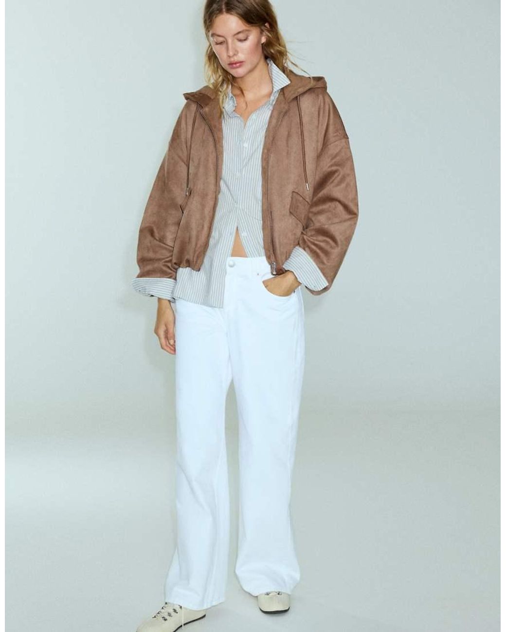 Giacca Bomber Con Cappuccio di Pull&Bear in Brown