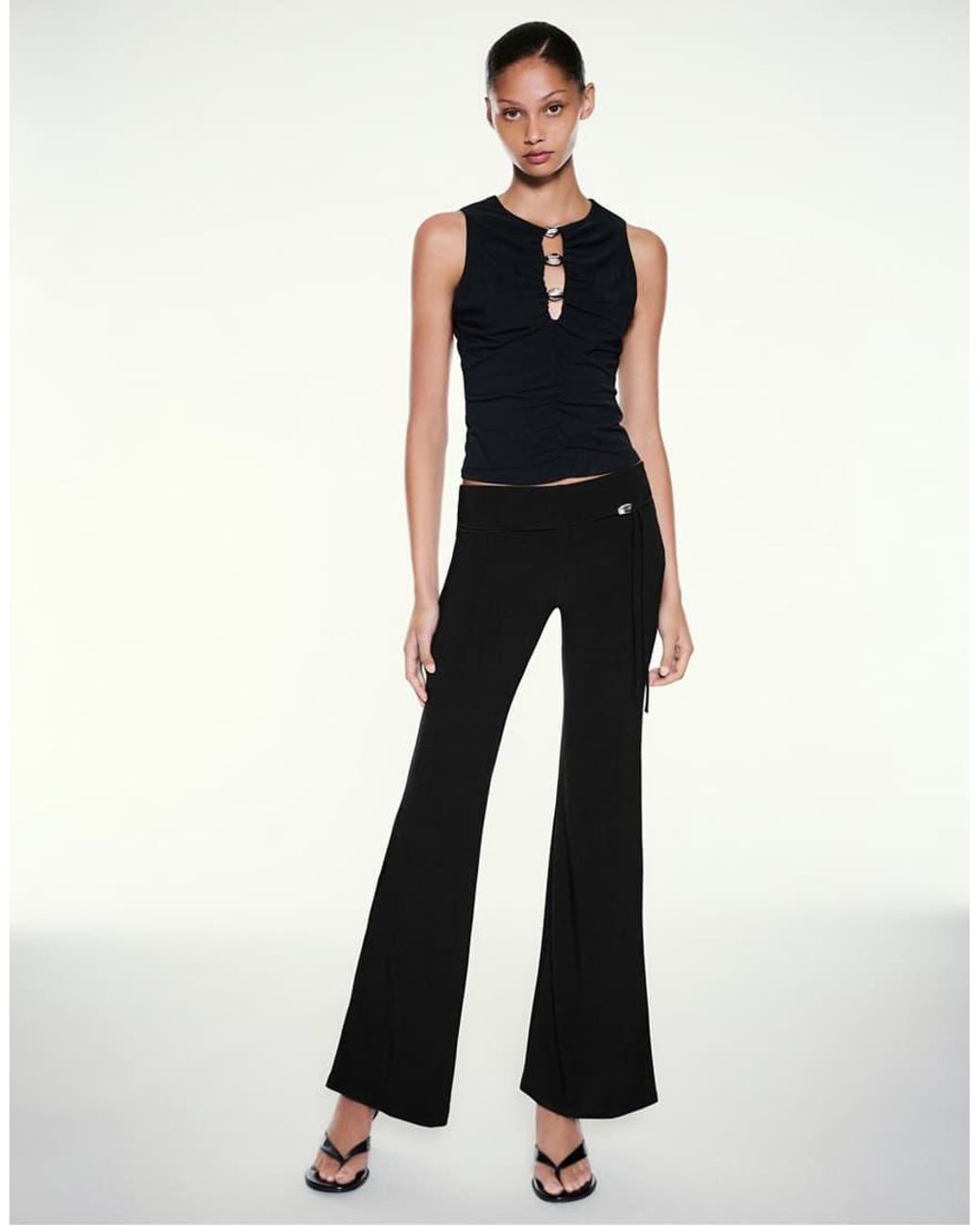 Pull&Bear Black Trousers With Side Appliqué