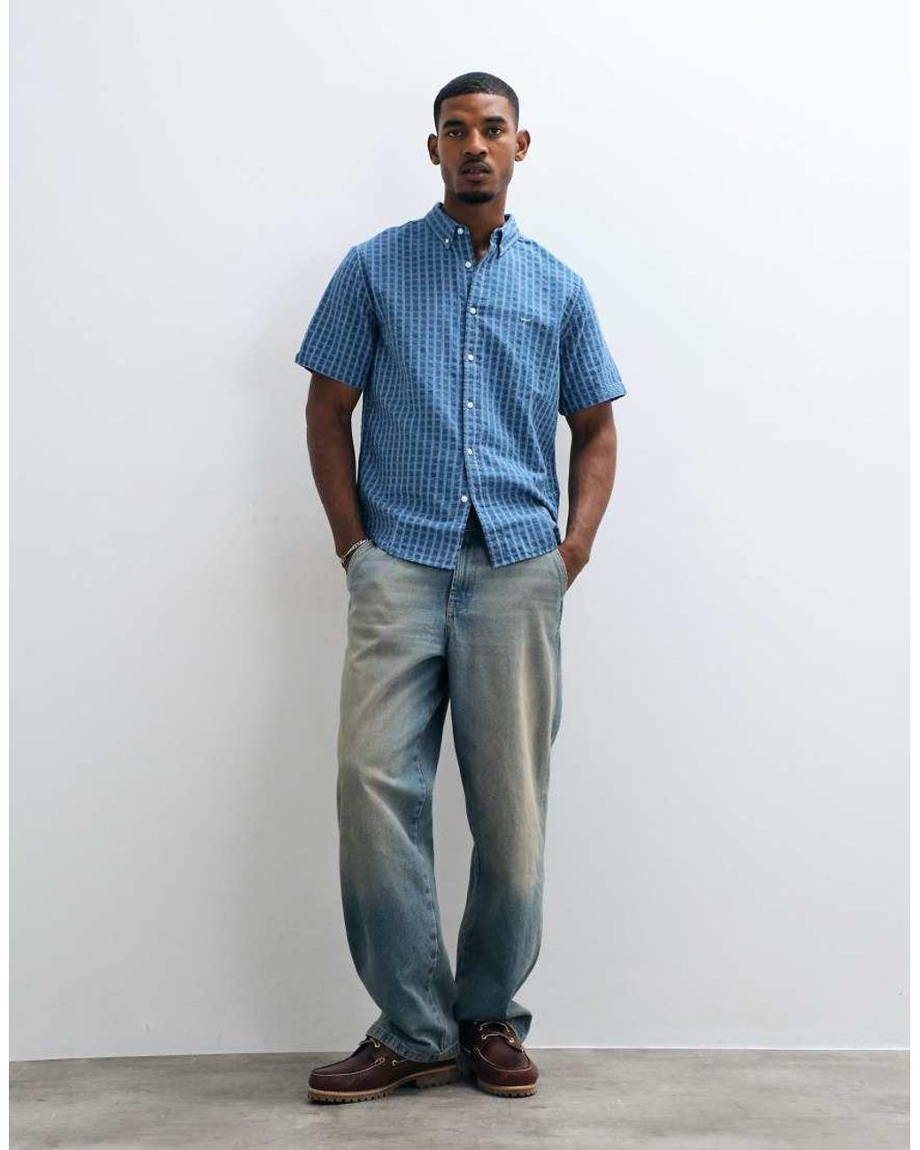 Levi's Blue Co-Ord Authetic Micro Check Shirt for men