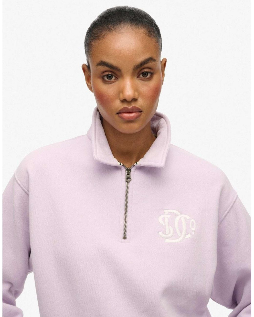 Superdry Pink Sd&co. sweatshirt mit kragen und halbem reißverschluss