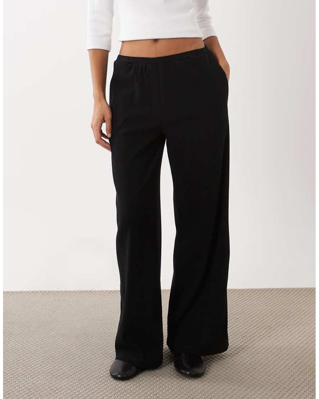 4th & Reckless White Ribbed Wide Leg Pants