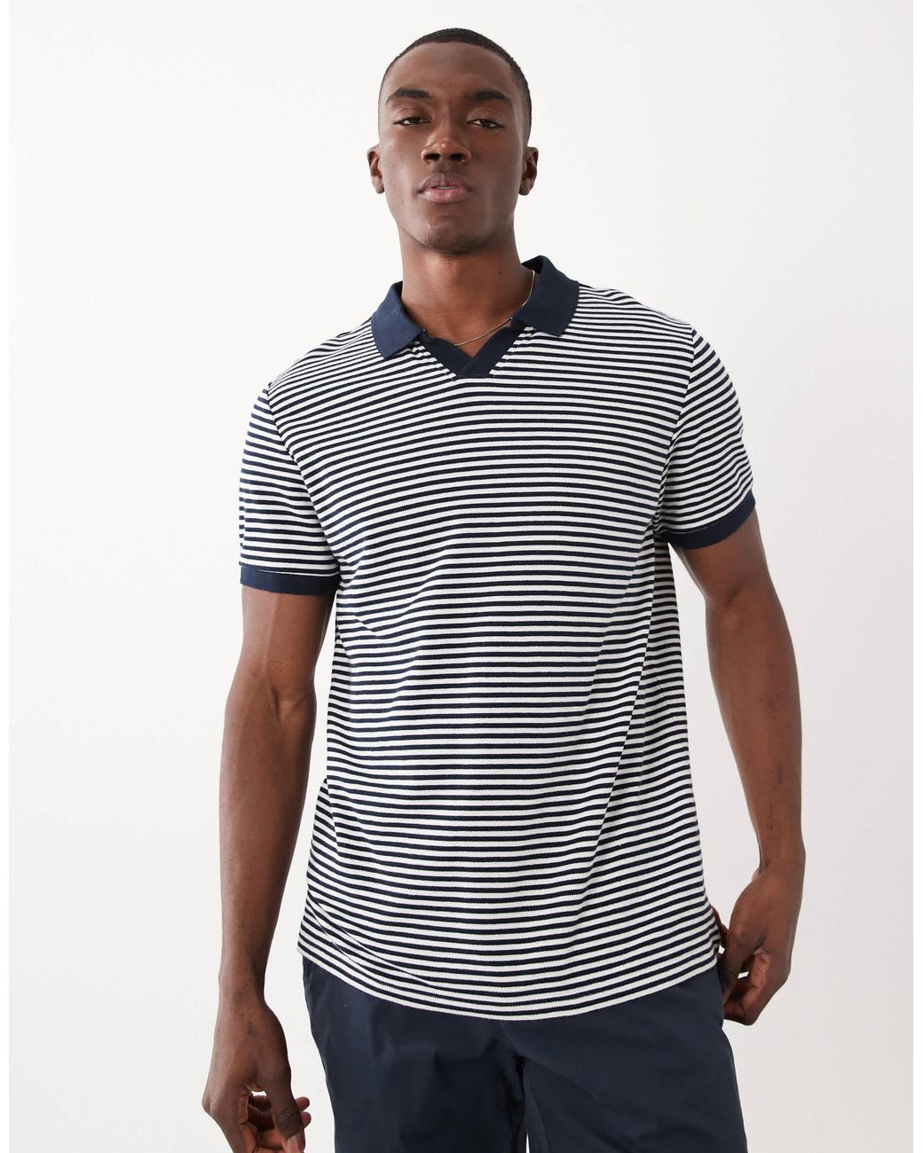Threadbare – kurzärmliges, gestreiftes polohemd in Blue für Herren