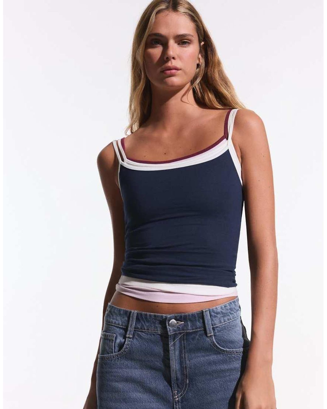 Bershka Blue Strappy Top