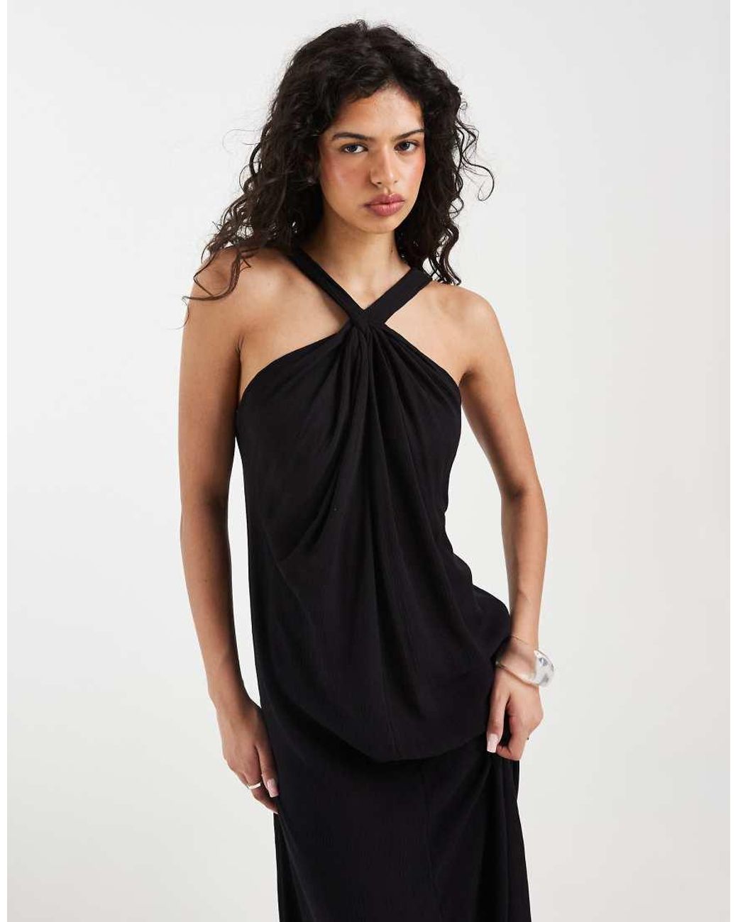 Vero Moda White Knot Detail Halter Neck Maxi Dress