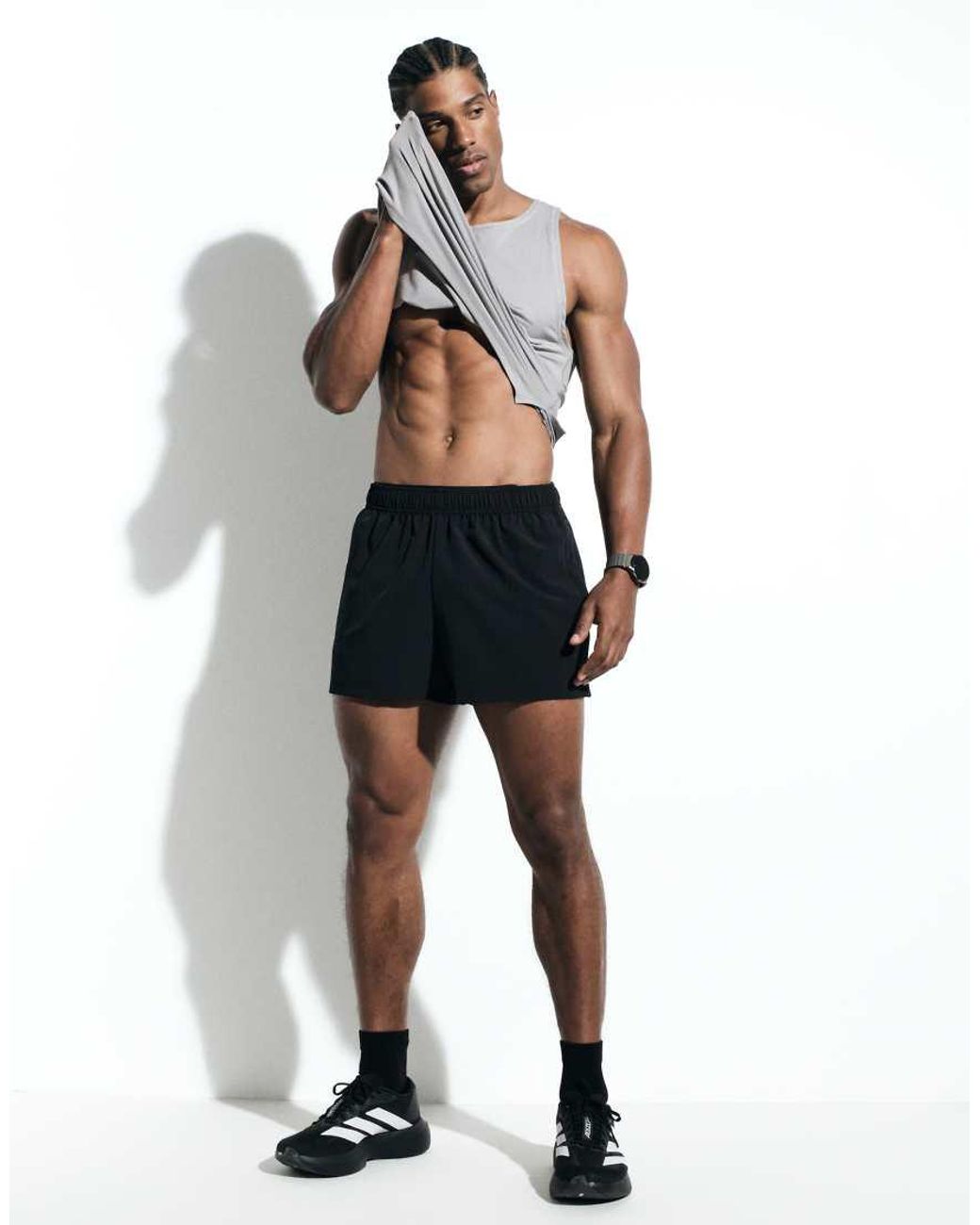 4505 Gray Icon 3 Inch Quick Dry Running Shorts With Back Phone Pocket for men