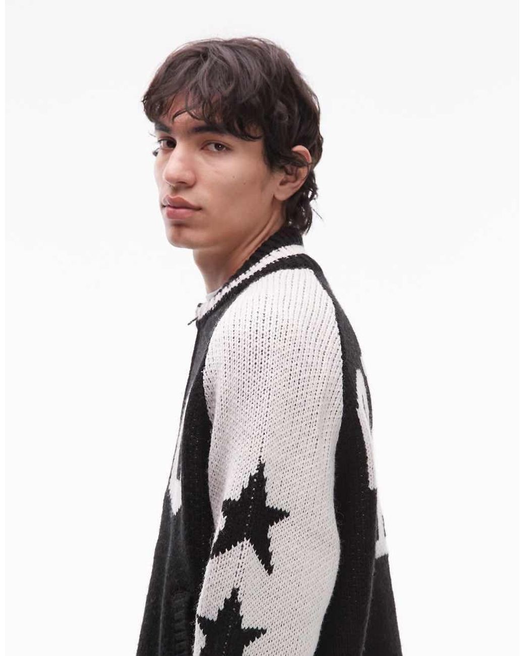 Obey Gray Cowichan Knitted Jacket With Back Print Logo for men