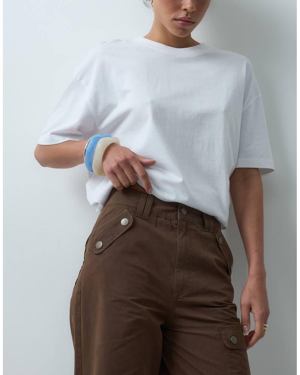 ASOS Blue Peached Cargo Trouser With Pocket Detail