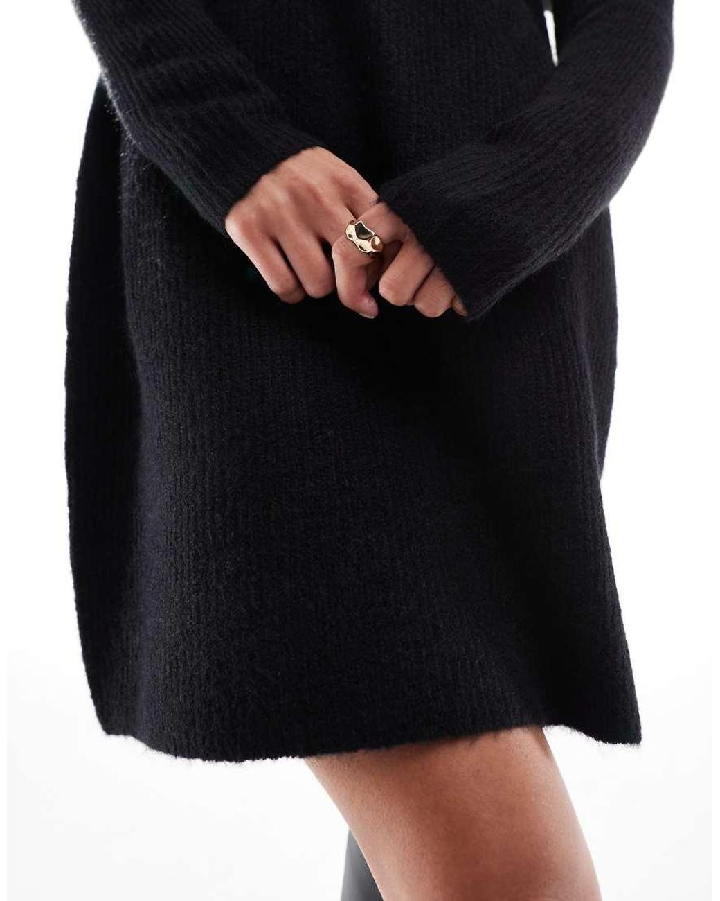 ONLY Black Roll Neck Knitted Mini Sweater Dress