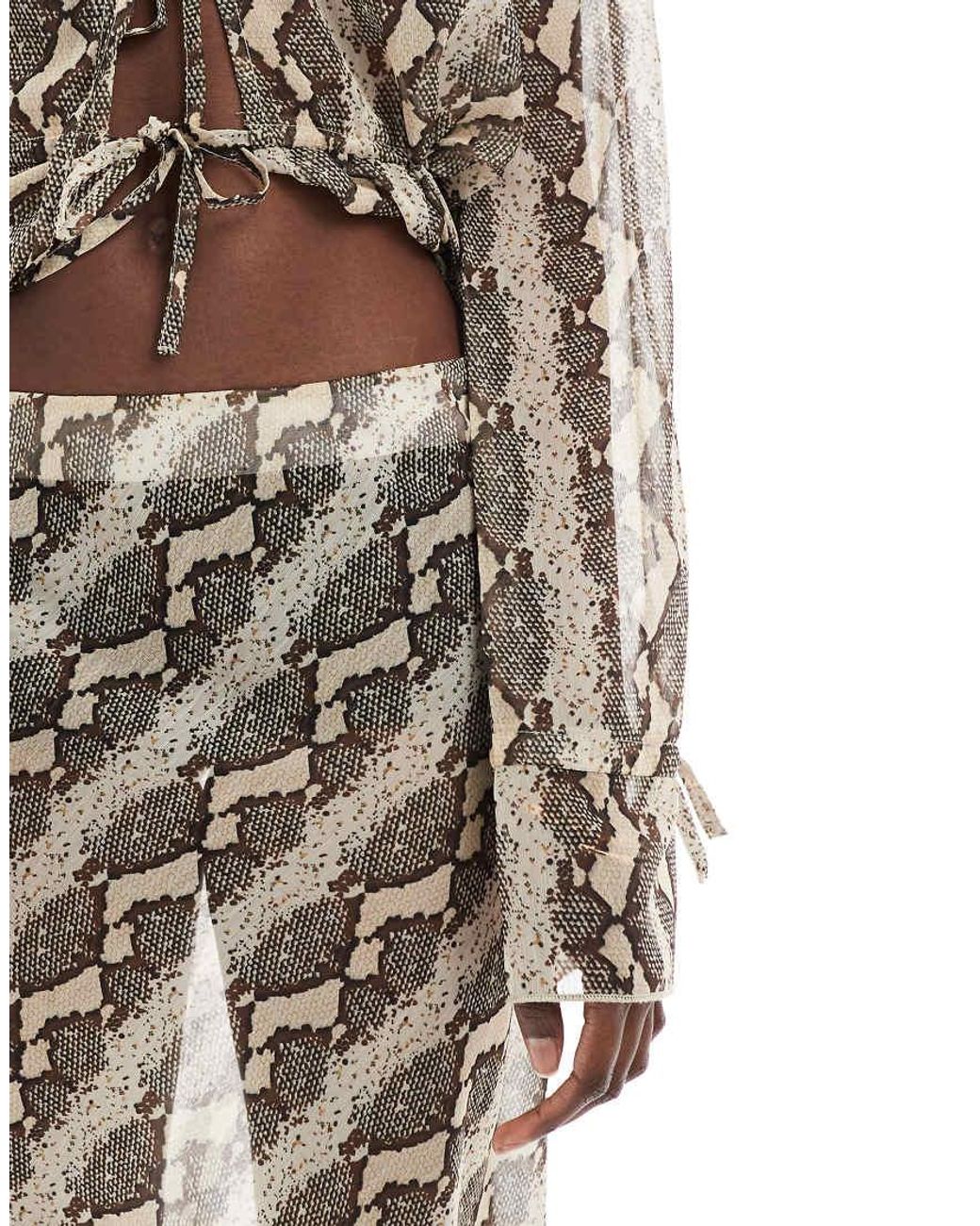 Wednesday's Girl White Snake Print Sheer Beach Skirt Co-ord