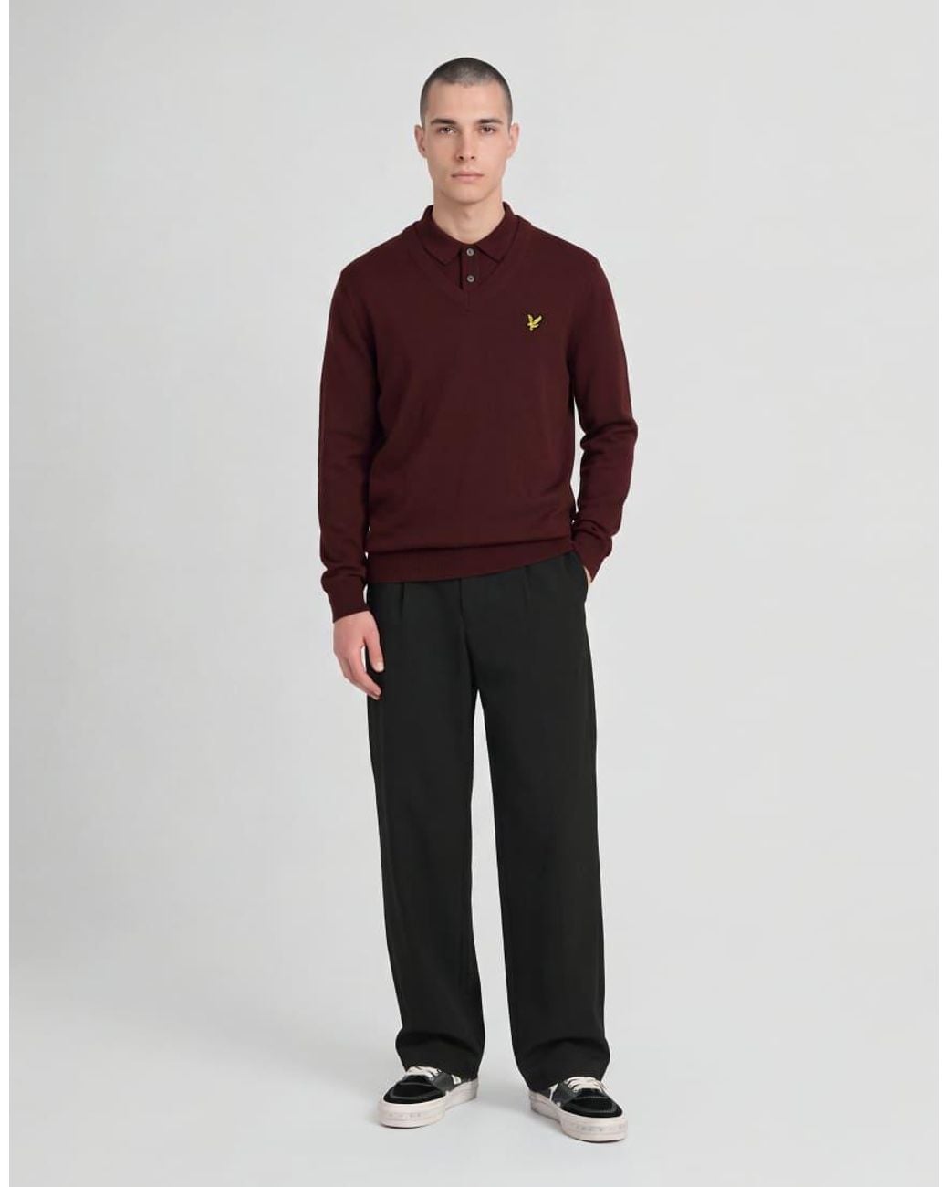 Lyle & Scott Purple Mid Knits Knitted V-Neck Jumper for men