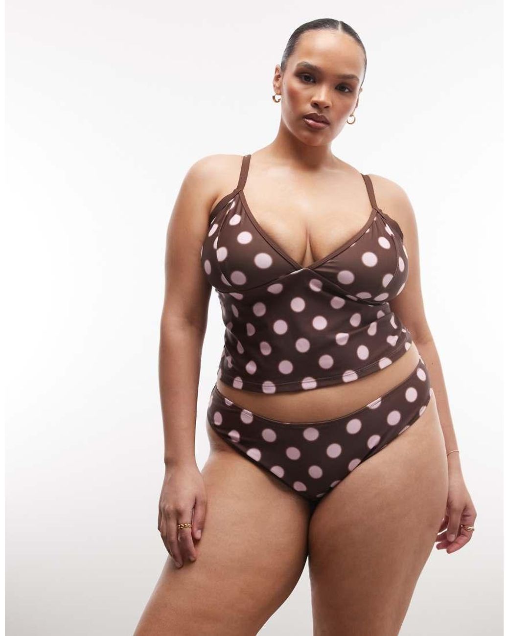 Collusion Black Plus Polka Dot High Leg Bikini Bottom