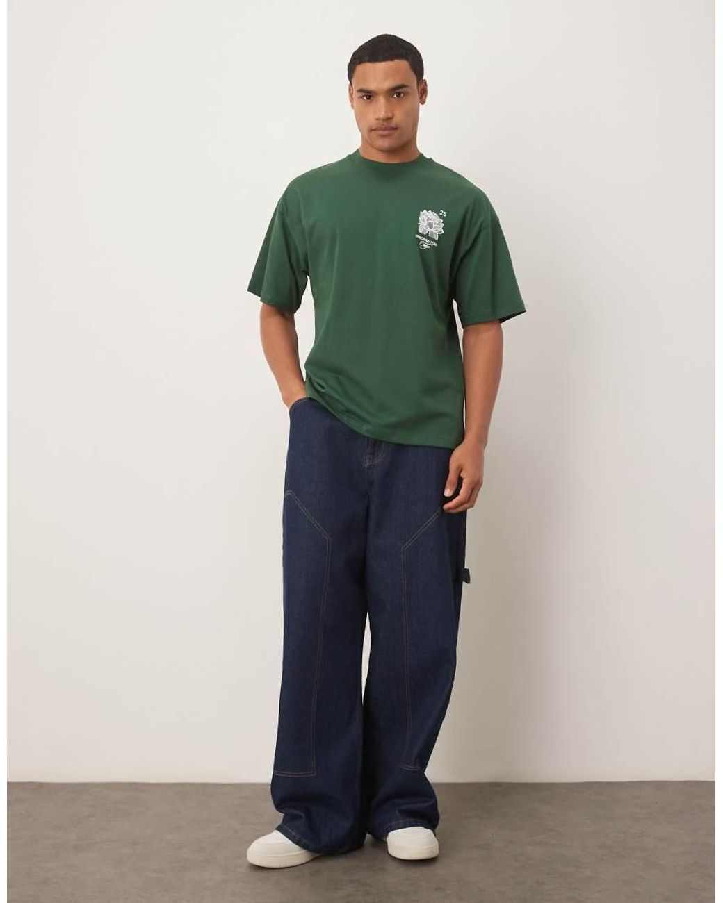 SELECTED Oversized T-Shirt Met Tokyo Postzegel-Print Op De Achterkant in het Green voor heren