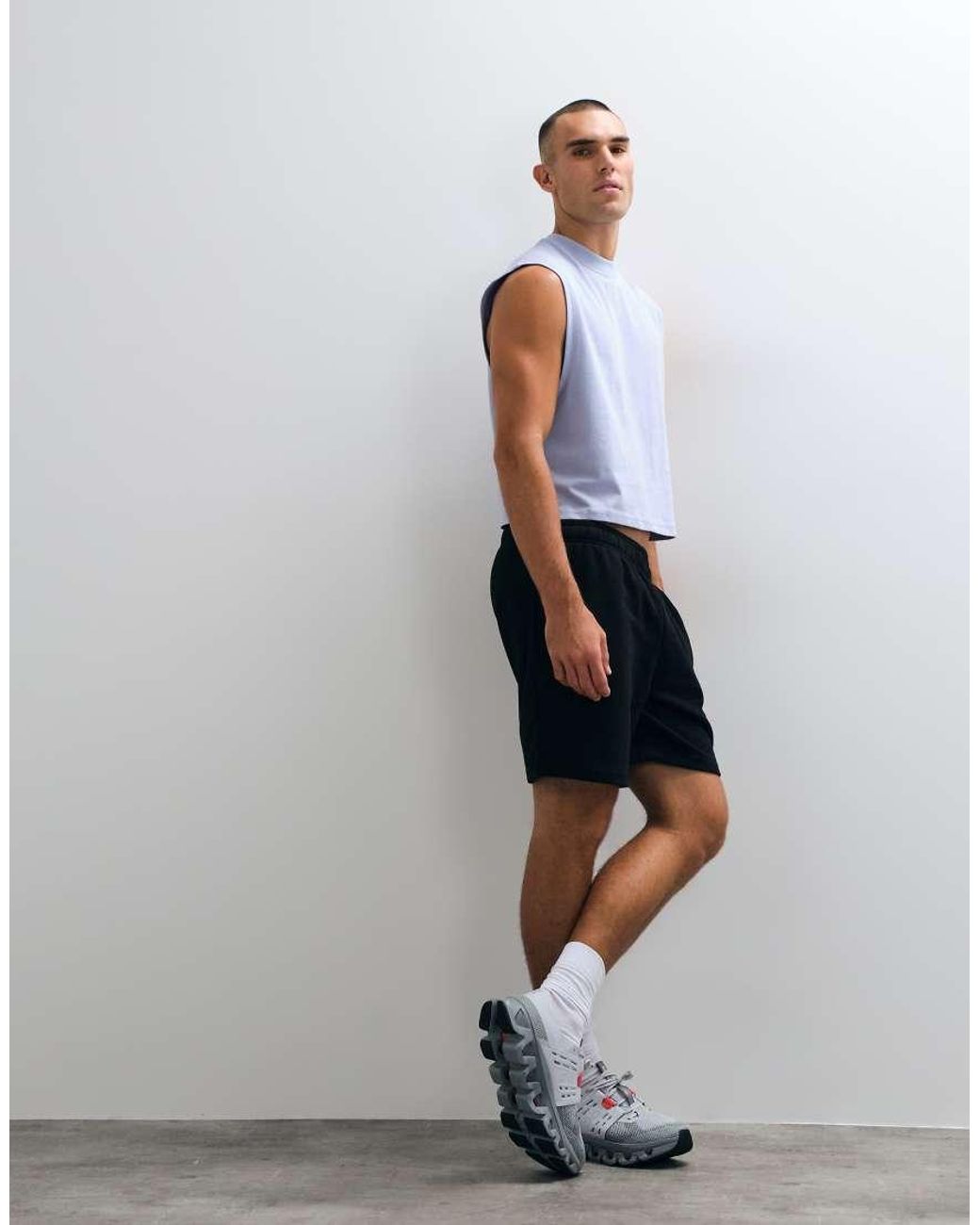 4505 Blue Cotton Cropped Lifting Tank Top With Quick Dry Finish for men