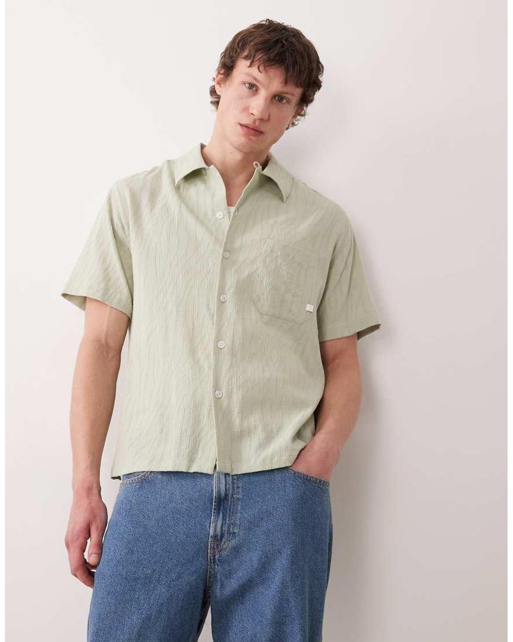 Farah Natural Riley Short Sleeve Textured Logo Shirt for men