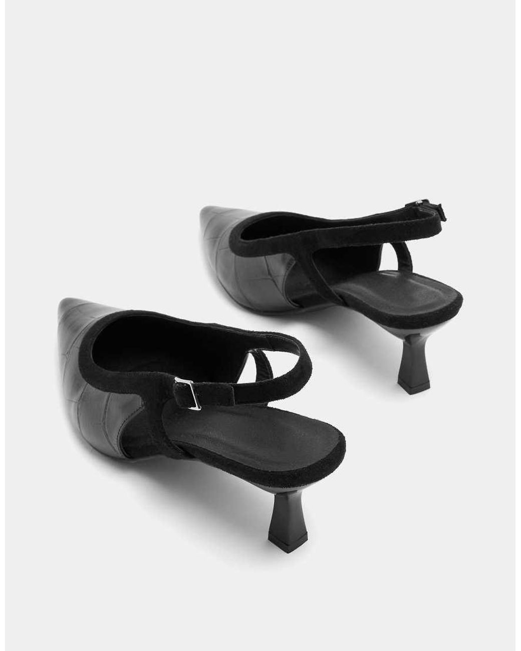 Yours Clothing Blue Wide Fit Croc Embossed Sling Back Heels