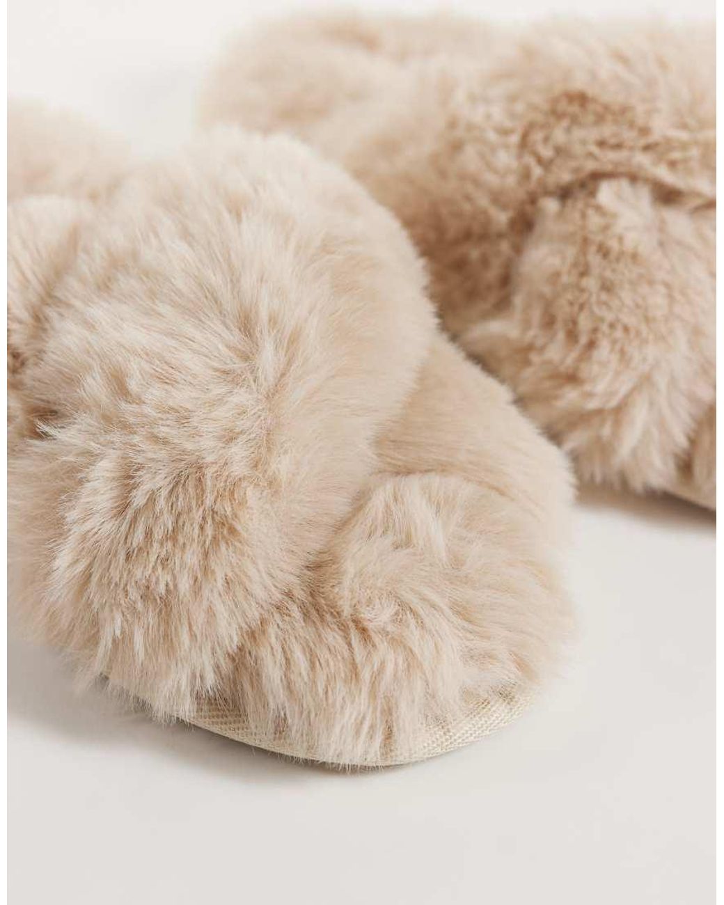 Boux Avenue Natural Cross Band Fluffy Slipper