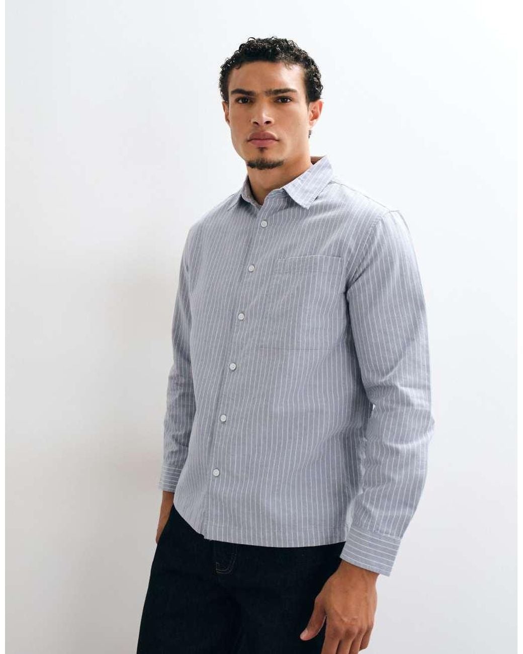 New Look Blue Boxy Stripe Shirt for men