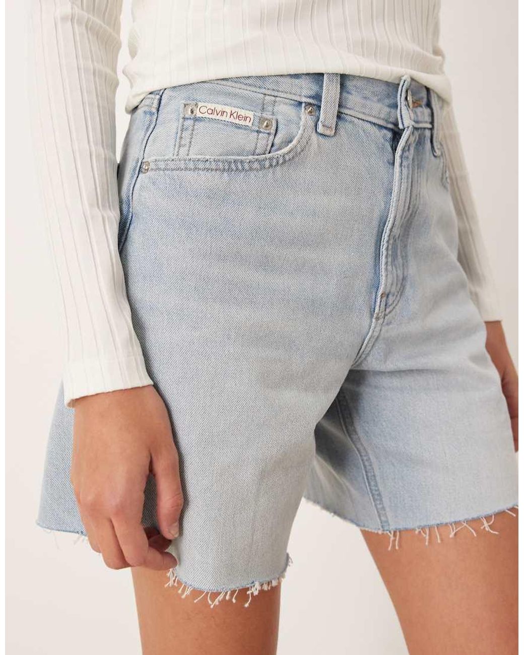 Calvin Klein Gray 90s Denim Mid Length Shorts