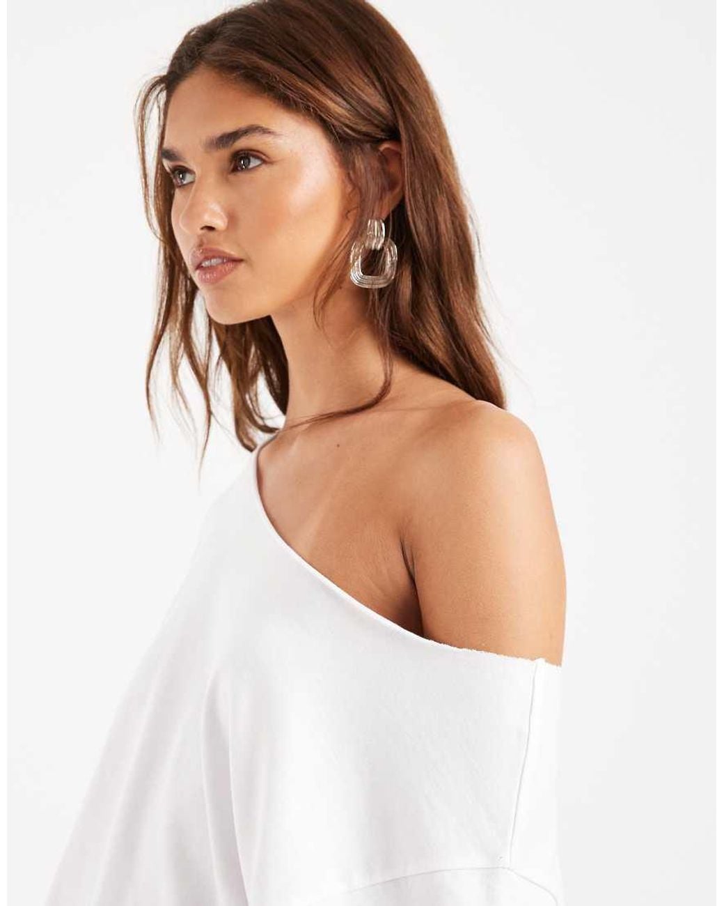 ASOS White Slouchy Off Shoulder Oversized Tee