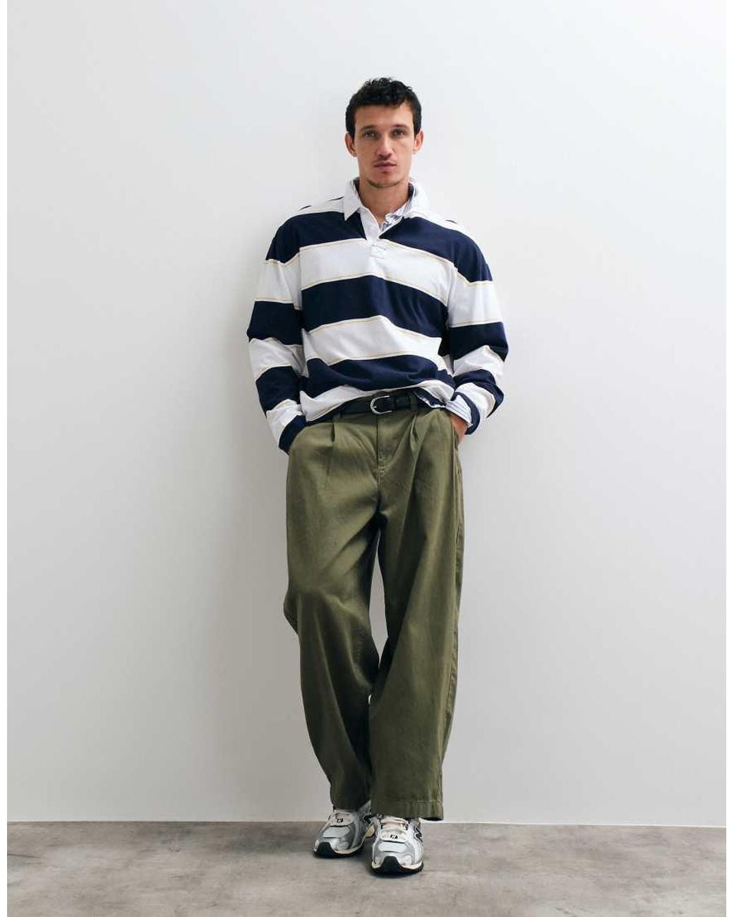 Hollister Blue Long Sleeve Rugby Polo for men