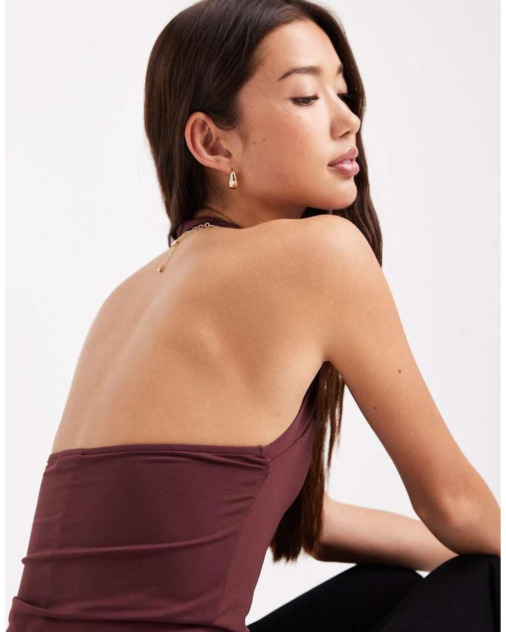ASOS Purple Twist Strap Halter Top