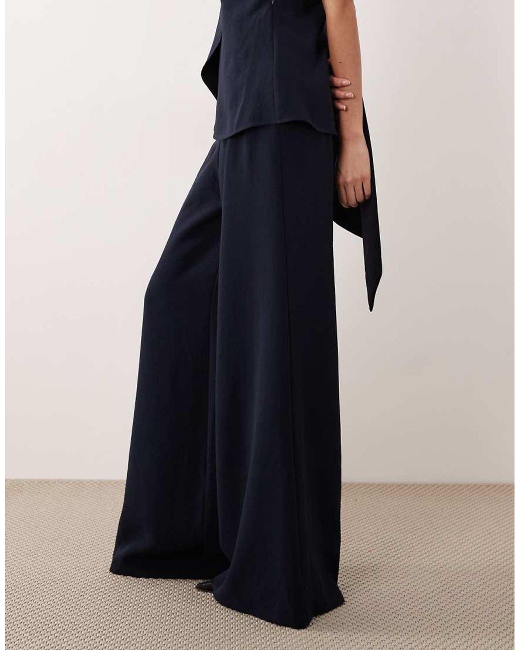 ASOS Blue Tailored High Waist Corset Detail Palazzo Trousers Co-Ord