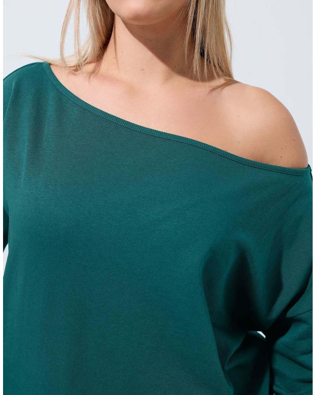 Yours Clothing Green Off Shoulder Sweatshirt