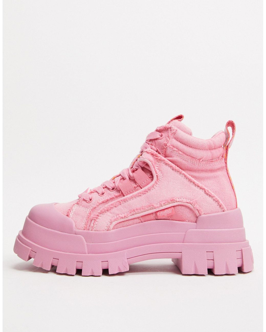 Buffalo – Aspha – Flache rosa Stiefel aus verwaschenem Denim in Pink | Lyst  DE
