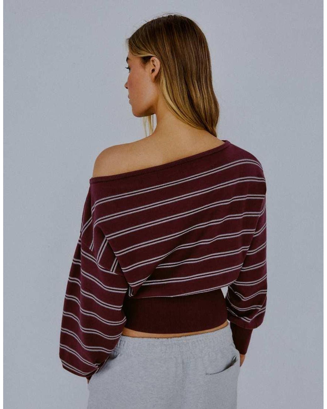 Bershka Brown Asymmetric Neck Jumper