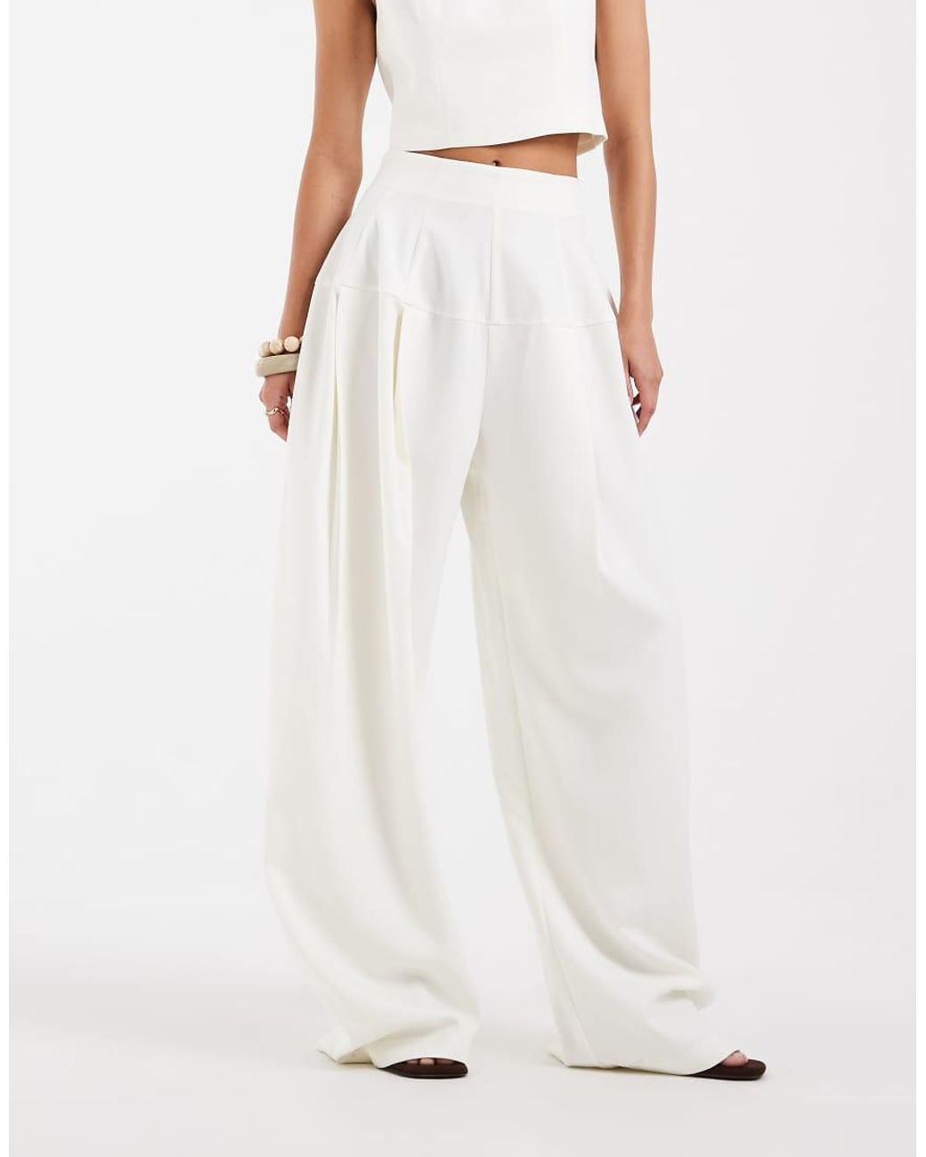 ASOS White Tailored Snatch Waist Wide Leg