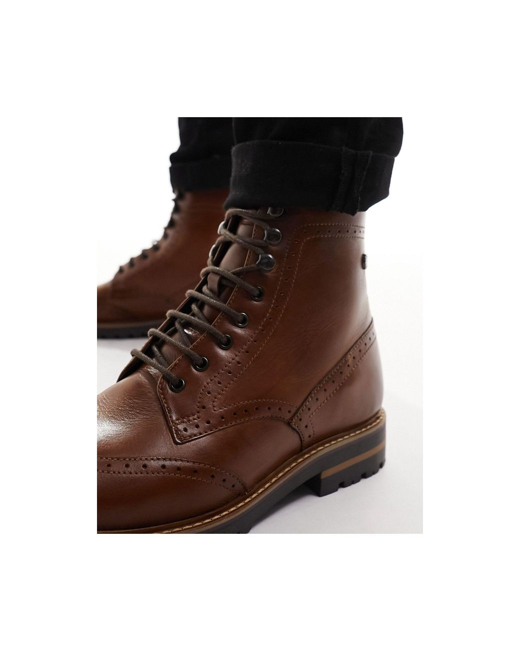 Base London Grove Washed Brogue Boot in Brown for Men Lyst UK