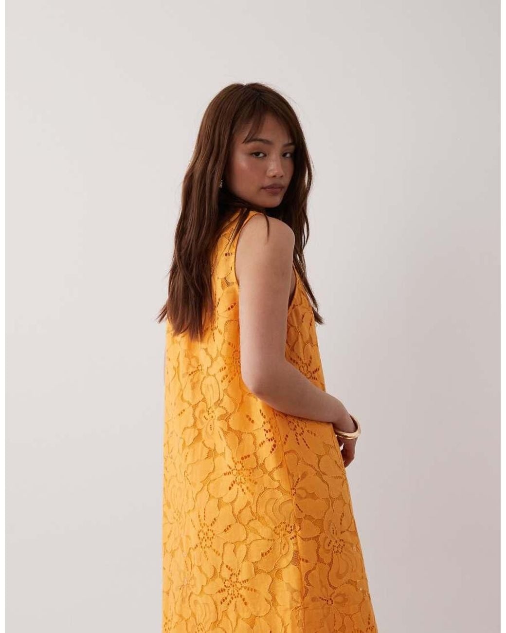 ASOS Orange Asos Design Petite Lace Shift Mini Dress