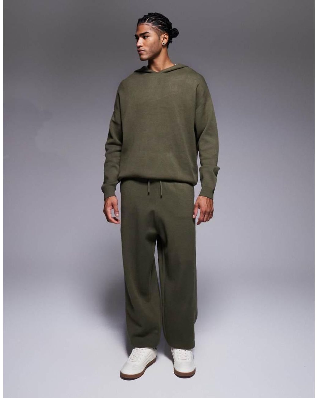ASOS Green Oversized Knit Cuffed Sweatpants for men