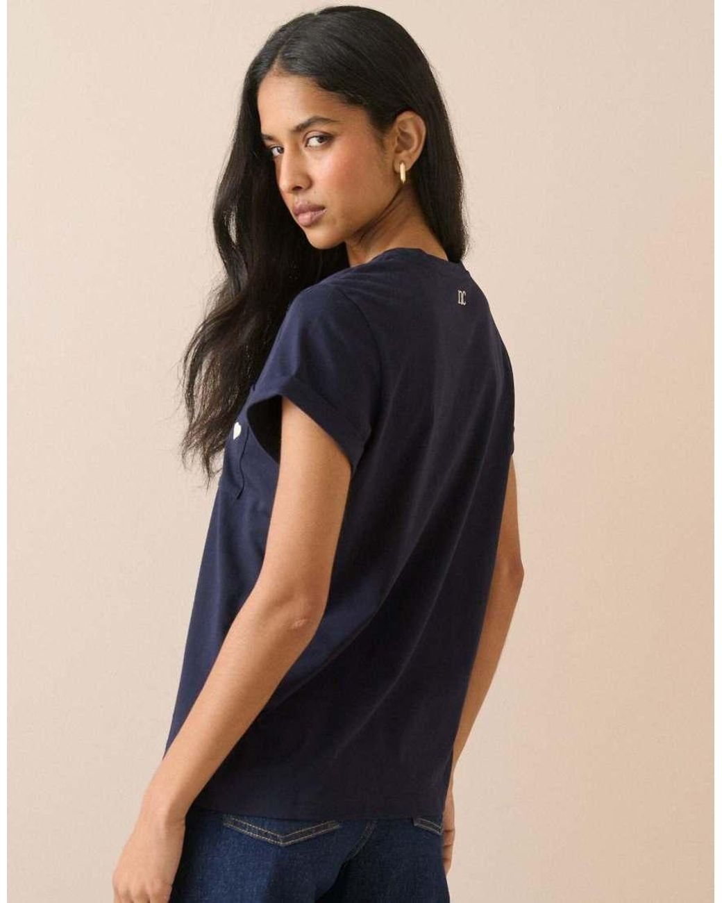 Nobody's Child Blue Heart Embroide T-Shirt