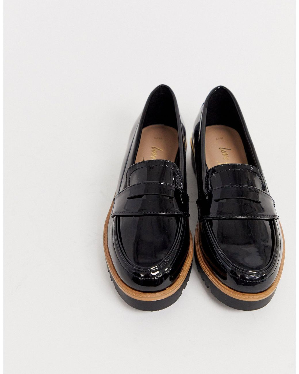New Look Chunky Patent Loafers in Black | Lyst