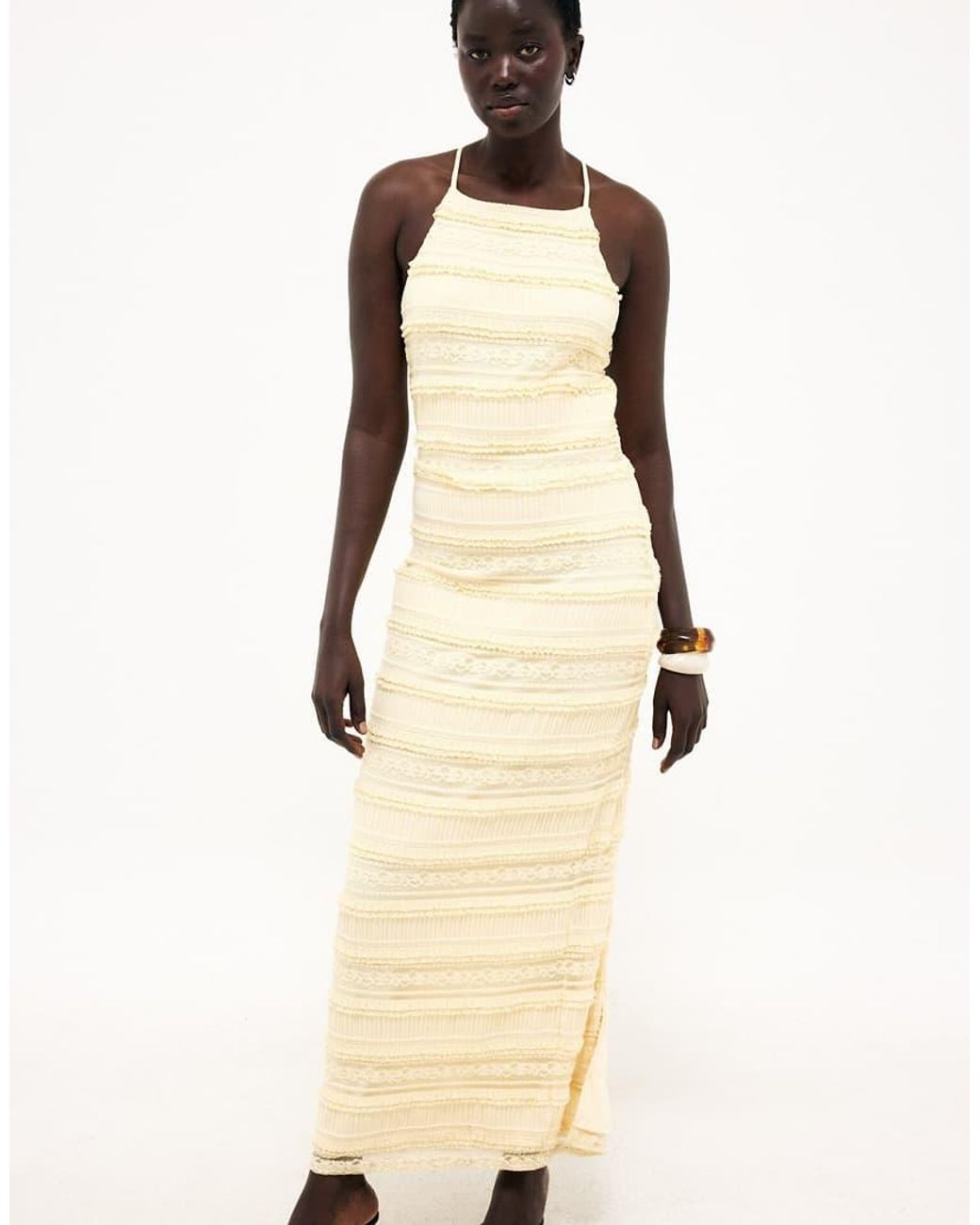 NA-KD Natural Structured Maxi Dress