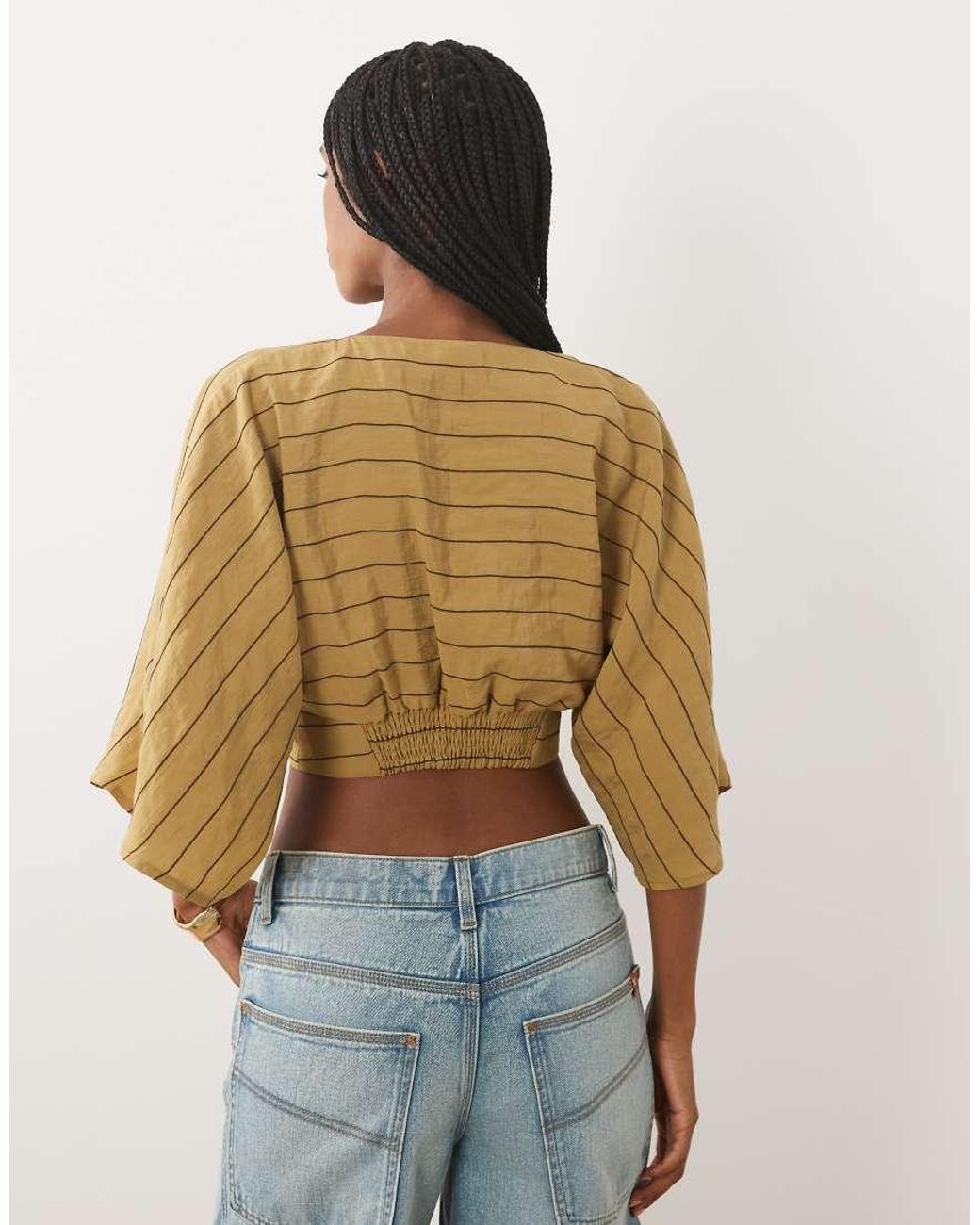 ASOS Brown Batwing Wrap Detail Top