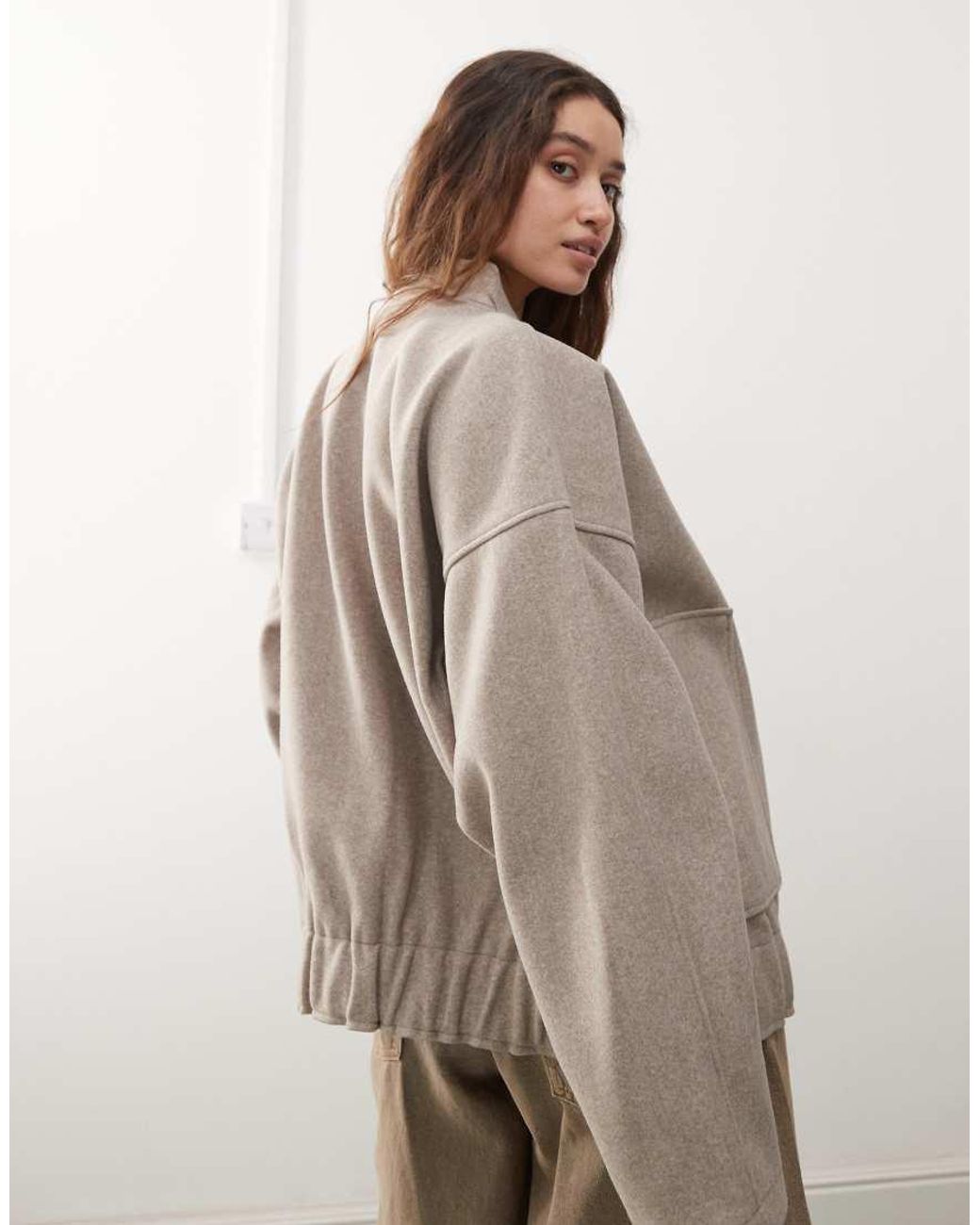 Noisy May Brown Brushed Bomber Jacket