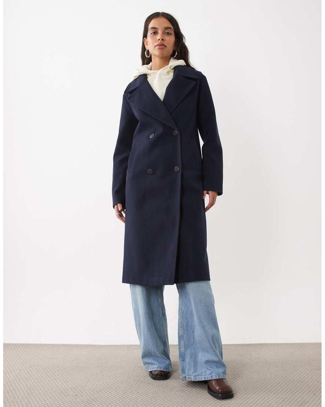 New Look Blue Double Breasted Longline Coat