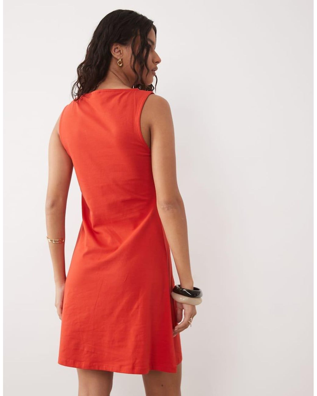 ASOS Red Boat Neck Mini Dress With Flippy Hem