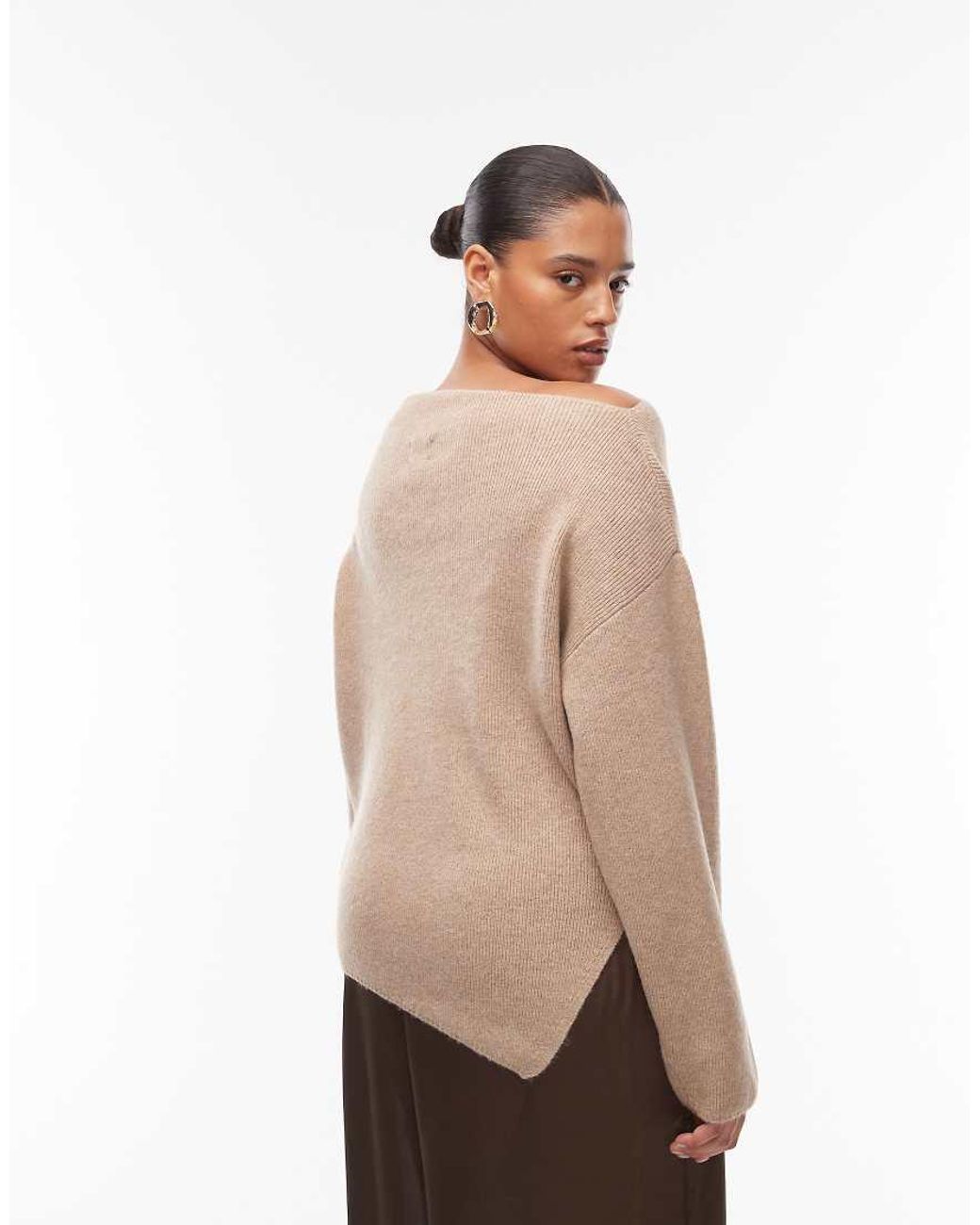 ASOS Brown Asos Design Curve Knitted Off The Shoulder Top