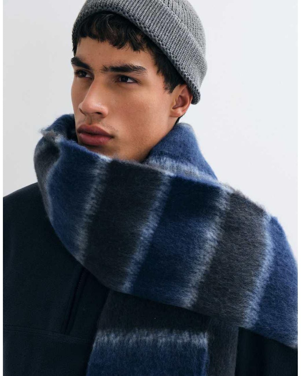 ASOS Blue Stripe Brushed Scarf for men