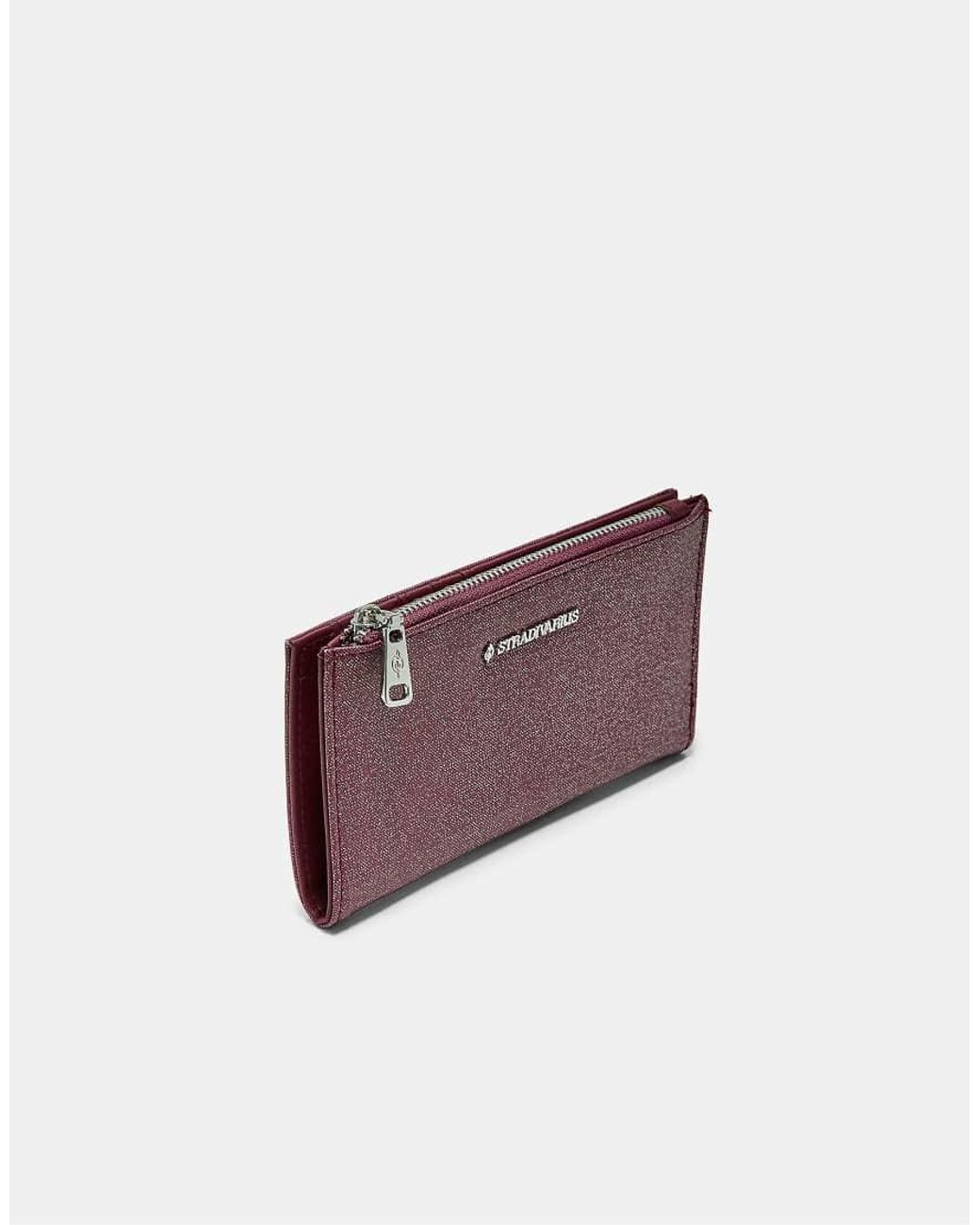 Stradivarius Purple Basic Zip-Up Purse