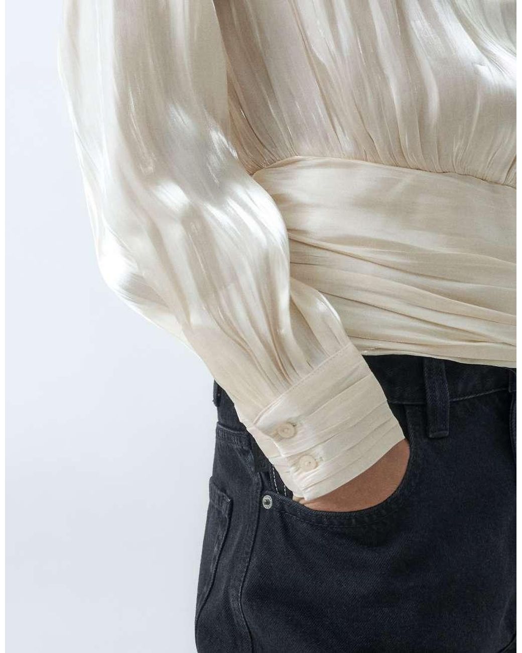 Vero Moda Gray High Neck Long Sleeve Ruffle Top