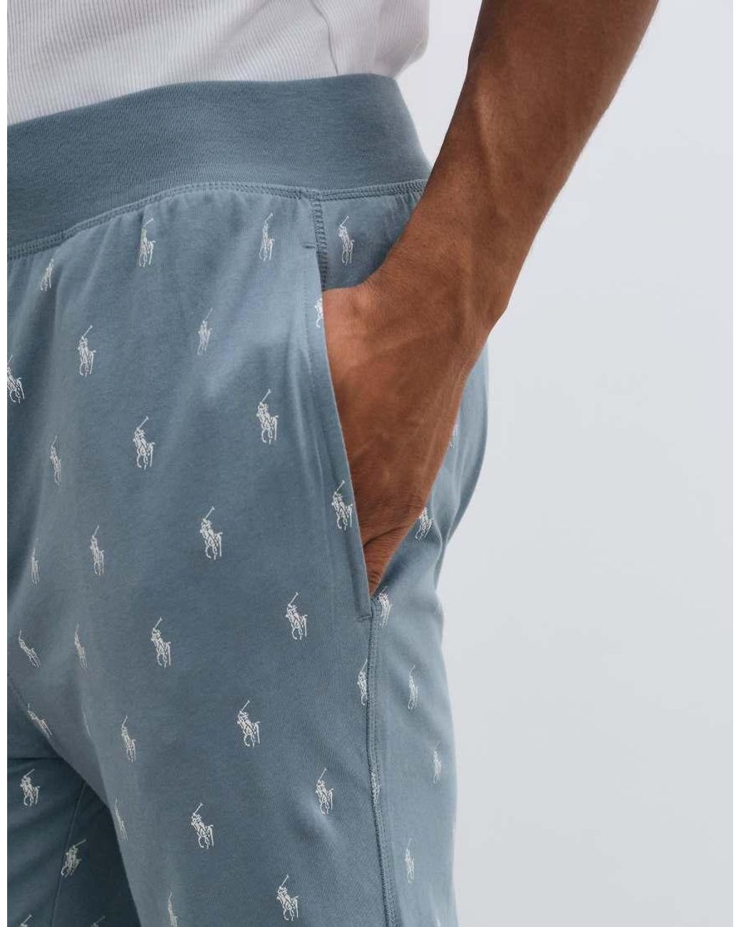 Polo Ralph Lauren Blue Lounge Trousers With All Over Logo for men