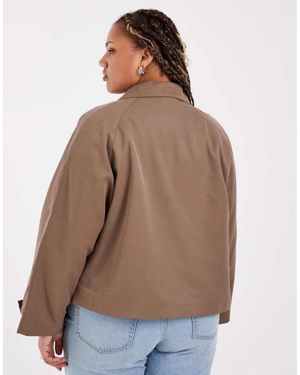 Pieces Plus Brown Pieces Curve Short Trench Coat