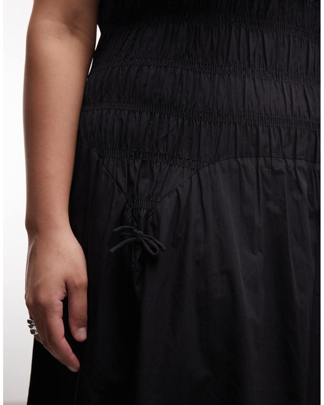 Collusion Black Plus Square Neck Shirred Midi Dress