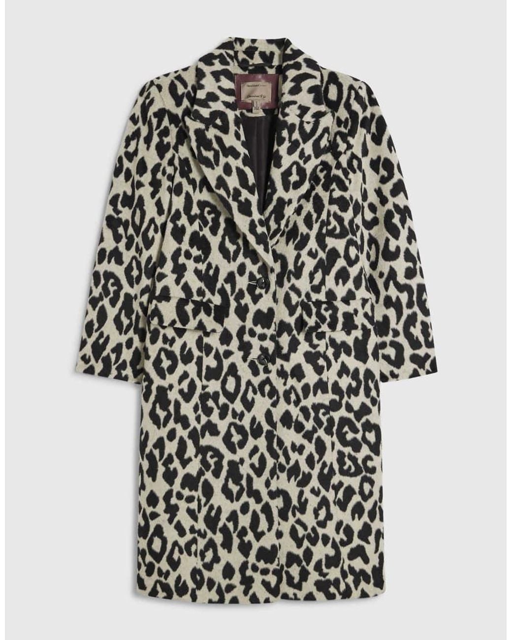 River Island Black Leopard Print Coat
