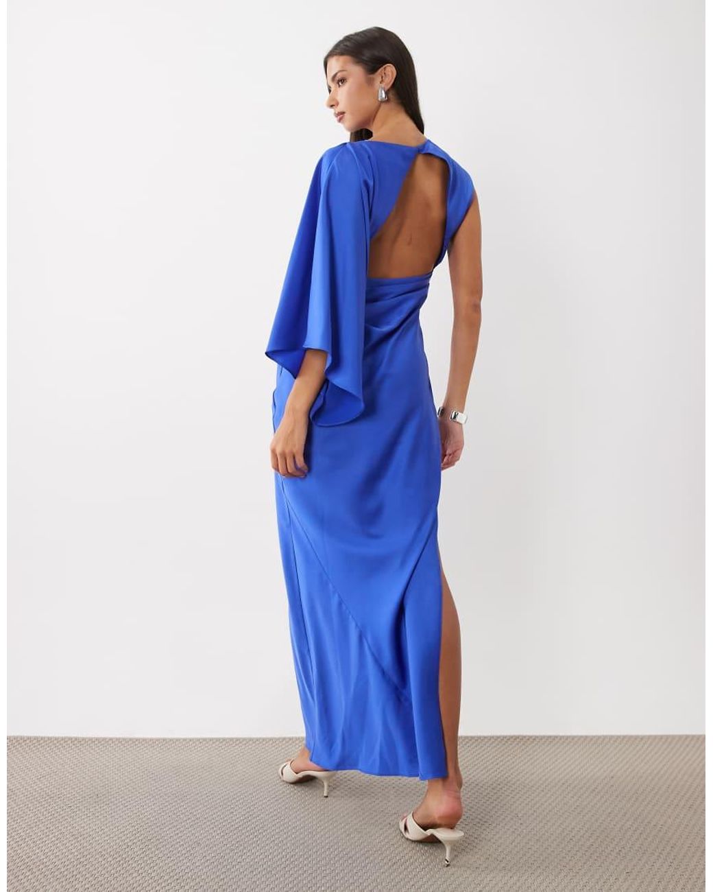 ASOS Blue One Shoulder Maxi With Open Back